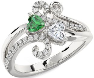 Diamond Silver Two Heart Promise Ring