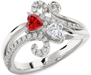 Diamond Platinum Two Heart Promise Ring