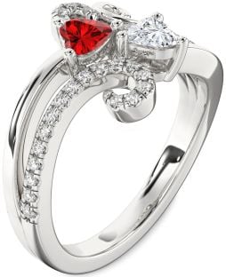 Diamond Silver Two Heart Promise Ring