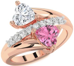 Diamond Rose Gold Two Heart Promise Ring