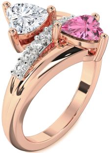 Diamond Rose Gold Two Heart Promise Ring