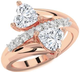 Diamond Rose Gold Two Heart Ring