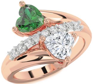 Diamond Rose Gold Two Heart Promise Ring