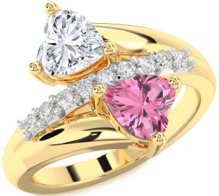 Diamond Gold Two Heart Promise Ring