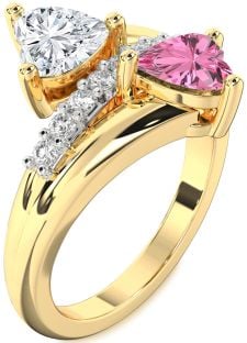 Diamond Gold Two Heart Promise Ring