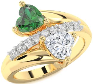 Diamond Gold Silver Two Heart Promise Ring