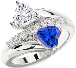Diamond Silver Two Heart Promise Ring