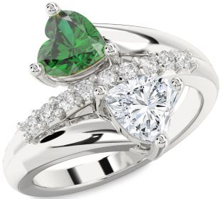 Diamond Silver Two Heart Promise Ring