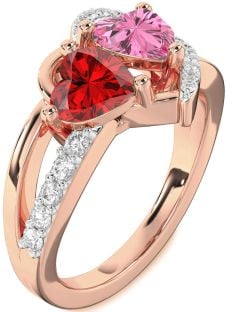 Diamond Rose Gold Two Heart Promise Ring