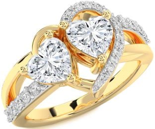 Diamond Gold Two Heart Ring