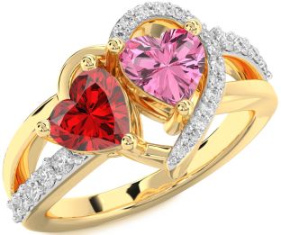 Diamond Gold Two Heart Promise Ring