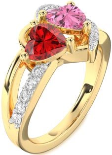 Diamond Gold Two Heart Promise Ring