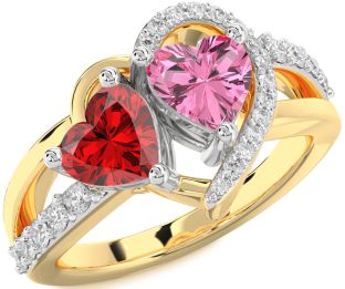 Diamond Platinum & Yellow Gold Two Heart Promise Ring