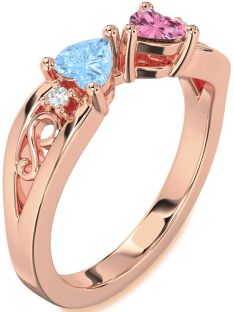 Diamond Rose Gold Infinity Two Heart Promise Ring