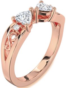 Diamond Rose Gold Infinity Two Heart Ring