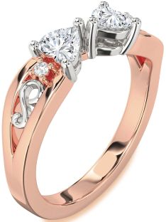 Diamond White Rose Gold Infinity Two Heart Ring
