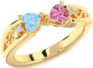 Diamond Gold Silver Infinity Two Heart Promise Ring