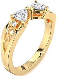 Diamond Gold Infinity Two Heart Ring