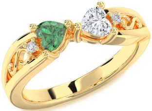 Diamond Gold Infinity Two Heart Promise Ring