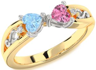 Diamond Gold Silver Infinity Two Heart Promise Ring
