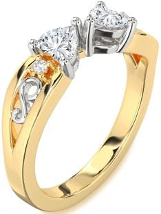 Diamond Platinum & Yellow Gold Infinity Two Heart Ring