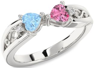 Diamond Silver Infinity Two Heart Promise Ring