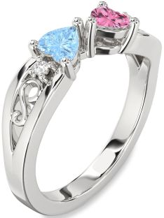 Diamond Platinum Infinity Two Heart Promise Ring