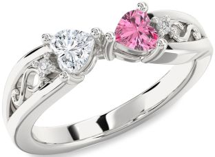 Diamond Silver Infinity Two Heart Promise Ring