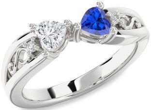 Diamond Silver Infinity Two Heart Promise Ring