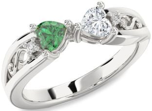 Diamond Silver Infinity Two Heart Promise Ring