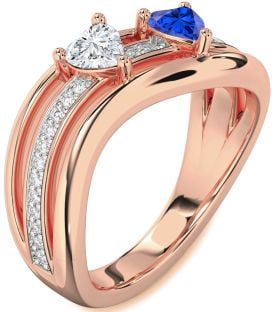 Diamond Rose Gold Two Heart Promise Ring