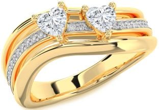 Diamond Gold Two Heart Ring