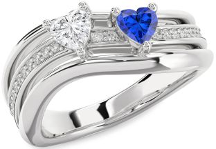 Diamond Silver Two Heart Promise Ring