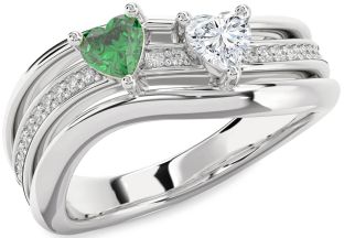 Diamond Silver Two Heart Promise Ring