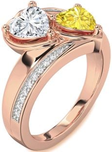 Diamond Rose Gold Two Heart Promise Ring
