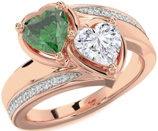 Diamond Rose Gold Two Heart Promise Ring