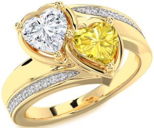 Diamond Gold Two Heart Promise Ring