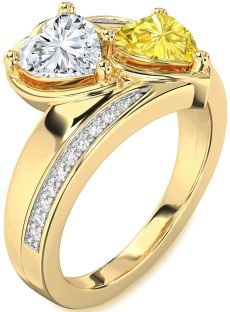 Diamond Gold Two Heart Promise Ring