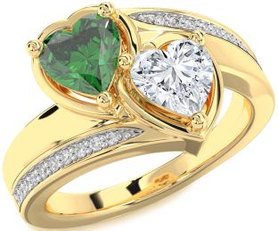 Diamond Gold Two Heart Promise Ring