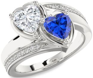 Diamond Silver Two Heart Promise Ring