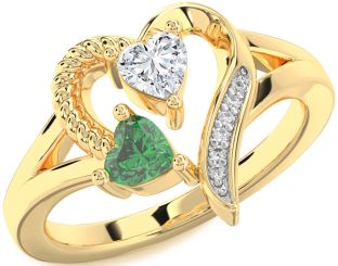 Diamond Gold Two Heart Promise Ring
