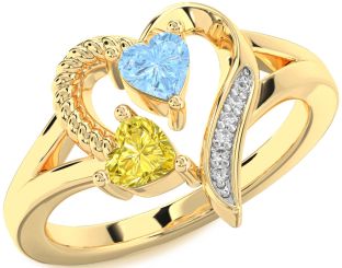 Diamond Gold Two Heart Promise Ring