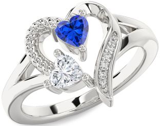 Diamond Silver Two Heart Promise Ring