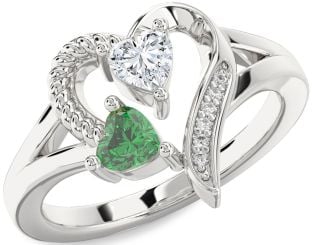 Diamond Silver Two Heart Promise Ring