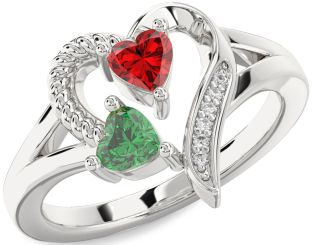 Diamond Silver Two Heart Promise Ring