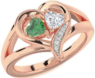 Diamond Rose Gold Two Heart Promise Ring