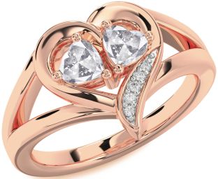 Salt & Pepper Diamond Rose Gold Two Heart Ring