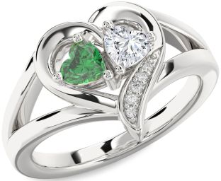 Diamond Silver Two Heart Promise Ring