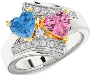 Diamond Platinum & Yellow Gold Two Heart Promise Ring