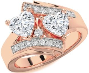Diamond Rose Gold Two Heart Ring
